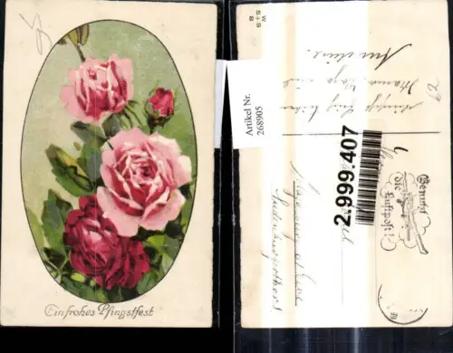 268905,Künstler Ak Blumen Rosarote Rote Rosen Blüten Passepartout