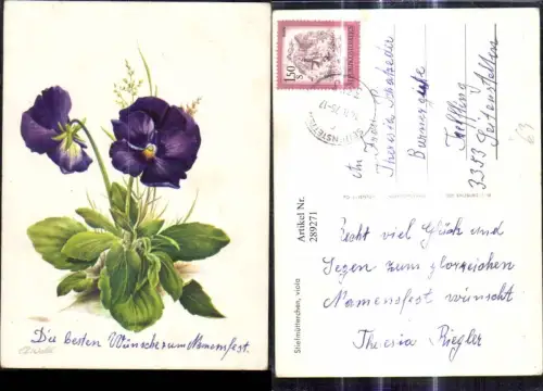 289271,Künstler Ak Ch. Waldl Stiefmütterchen viola Blumen