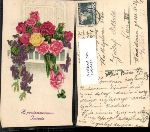 329406,Künstler Ak Bunte Rosen Vergissmeinnicht Fensterbrett Fenster Blumen