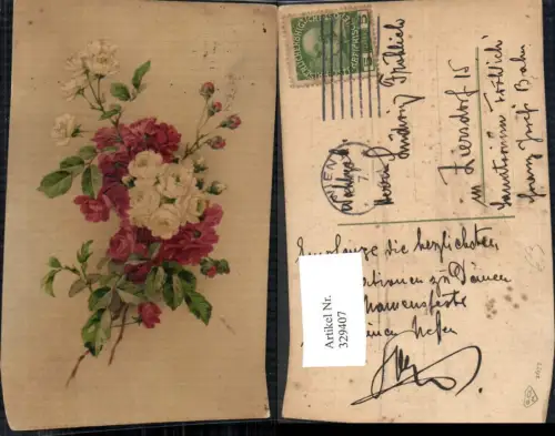 329407,Blumen Weiße u. Rote Strauchrosen Rosen Zweige