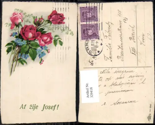 329418,Blumen Rote Rosen Vergissmeinnicht Josef Namenstag pub Erika 3041