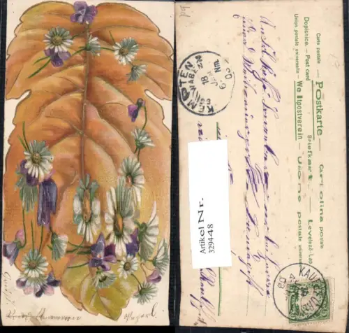 329448,Präge Ak Blumen Blatt Gänseblümchen Blüten