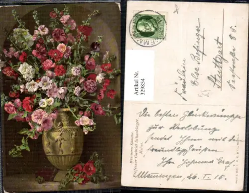 329854,Künstler Ak Gabriel Schachinger Malven Blumen i. Vase