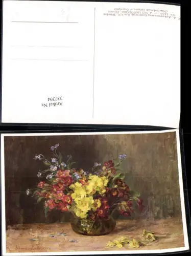 337394,Künstler Ak J. von Destouches Primeln Blumen pub Ackermann 4153