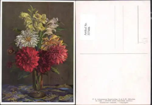 337406,Künstler Ak Peter Emil Recher Dahlien Blumen pub Ackermann 6763