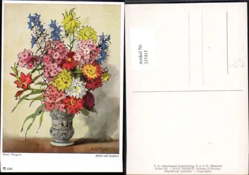 337415,Künstler Ak Rolf Regele Phlox u. Dahlien Blumen pub Ackermann 4188
