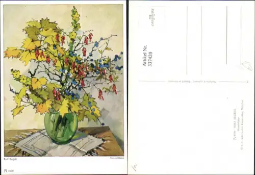 337420,Künstler Ak Rolf Regele Ahornblätter Blumen pub Ackermann 4190