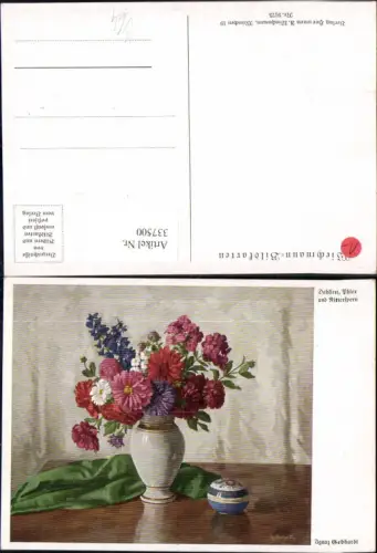 337500,Künstler Ak Ignaz Gebhardt Dahlien Phlox u. Rittersporn Blumen pub Wiechmann 9175