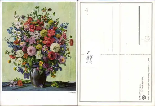 337507,Künstler Ak Hans Prentzel Sommerblumen Blumen pub Hanfstaengl 253