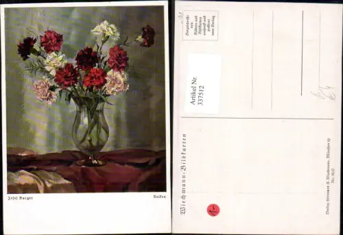337512,Künstler Ak Josef Burger Nelken Blumen pub Wiechmann 9147