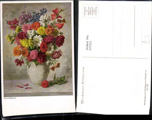 337531,Künstler Ak Ignaz Gebhardt Bunte Blumen i. Vase pub Wiechmann 7754