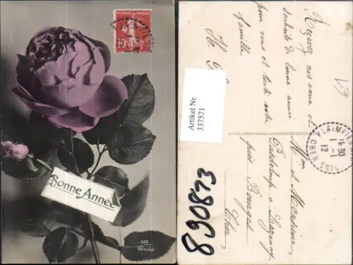 337571,Foto Ak Blumen Rote Rosen Blüte Bonne Annee
