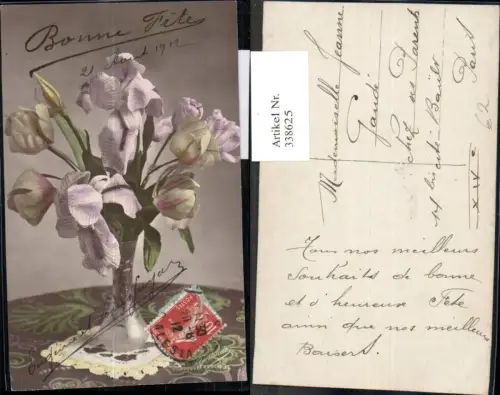 338625,Foto Ak Blumen Tulpen Orchideen Blumenvase