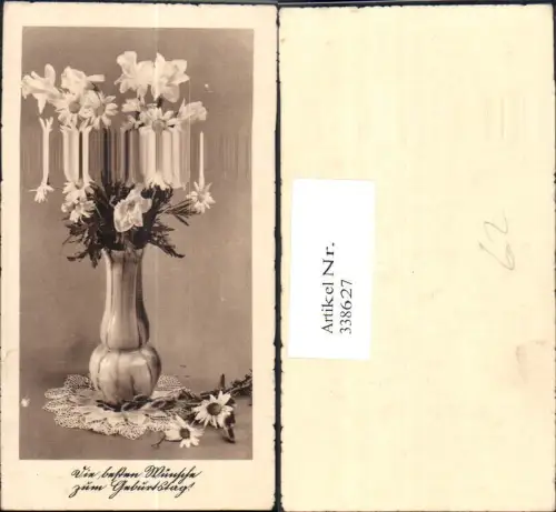 338627,Fotokarte Blumen Vase Narzissen Margeriten