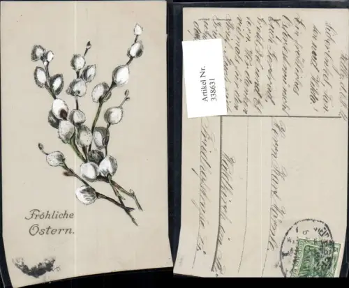 338631,Präge Ak Blumen Palmkätzchen Zweige Ostern