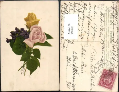 338648,Blumen Gelbe u. Rosa Rose Veilchen Strauß
