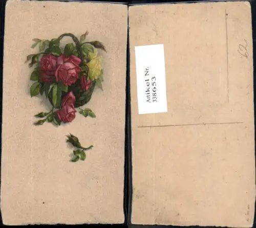 338653,Blumen Korb m. Roten u. Gelben Rosen