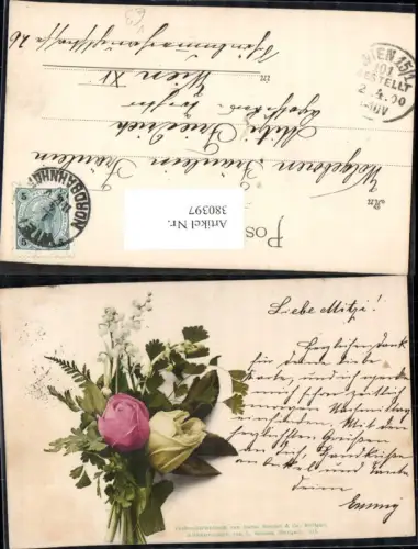 380397,Blumen Gelbe u. Rosa Rosen Maiglöckchen Strauß pub Martin Rommel Co 513