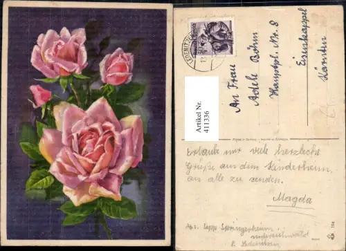 411336,Künstler Ak Rosa Rosen Blüte Knospe Blumen