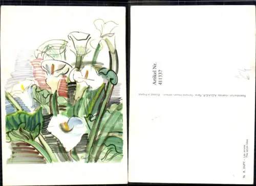411337,Künstler Ak R. Dufy Les arums The arum lilies Calla Blumen