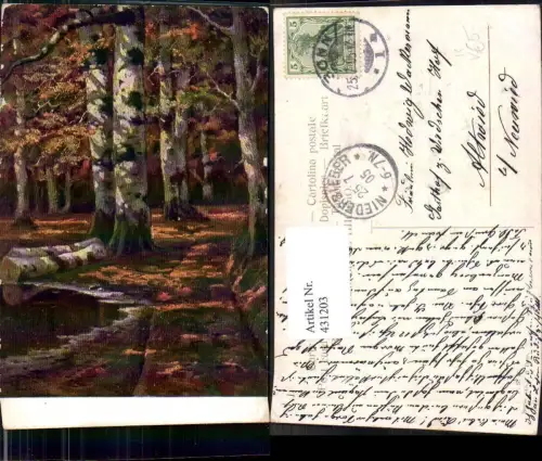 431203,Künstler Ak Birken Baum Wald pub Theo Stroefer 445/6