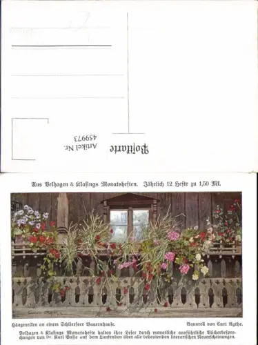459973,Künstler Ak Curt Agthe Schliersee Balkonblumen Balkon Haus Blumen