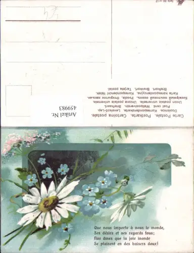 459983,Präge Litho Margeriten Vergissmeinnicht Blume Blumen Spruch Text