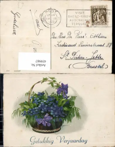 459987,Korb m. Blauen Blumen Schleife
