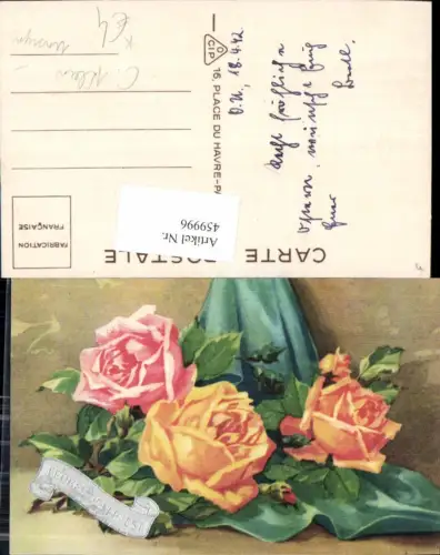 459996,Künstler Ak C. Klein unsign. Gelbe u. Rosa Rose Blume Blumen Ostern
