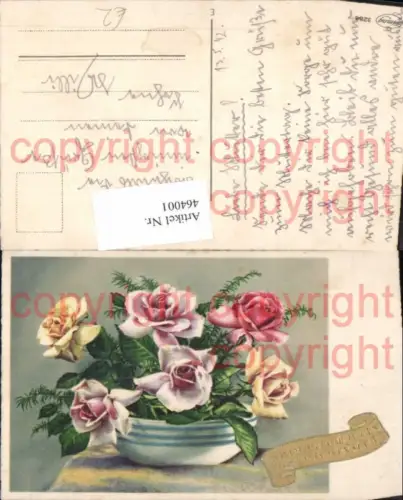 464001,Gelbe u. Rosa Rosen Schale Blumen