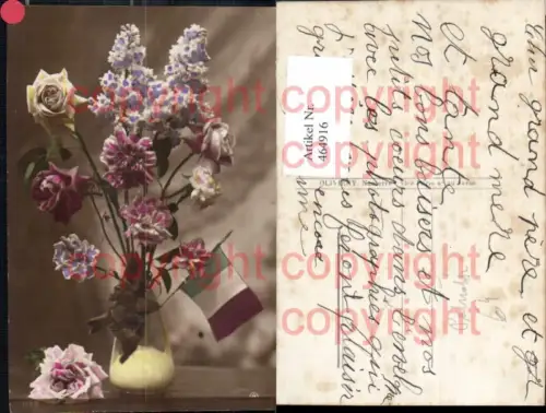 464916,Blumen Vase Nelken Rosen Flieder Fahne Patriotik Italien