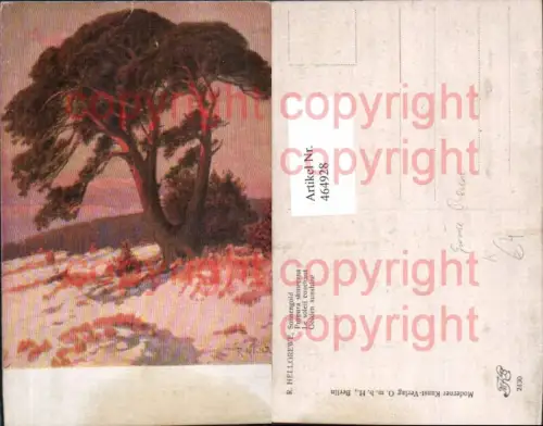 464928,Künstler Ak R. Hellgrewe Sonnengold Großer Baum