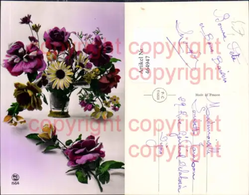 464947,Blumen Vase Rosen Margeriten pub P.C. Paris 1564