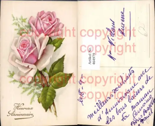464979,Blumen Rosa Rosen Blüten Heureux Anniversaire