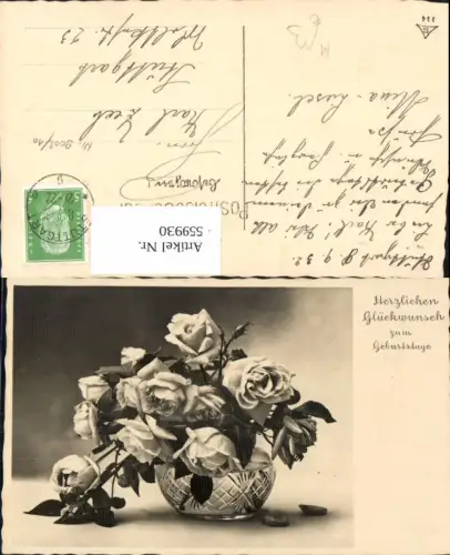 559930,Blumen Vase m. Rosen Geburtstag