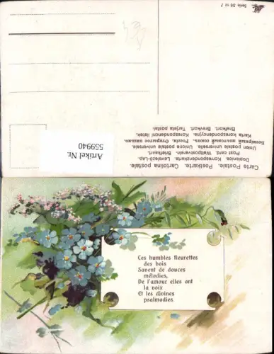 559940,Künstler Litho Blumen Vergissmeinnicht Spruch Text