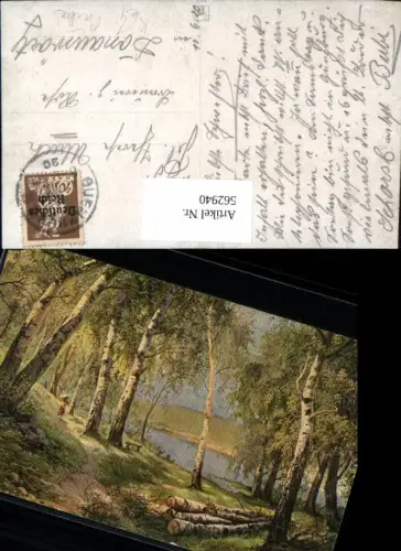 562940,Künstler Ak Birken Birke Wald Frau Bäume Baum