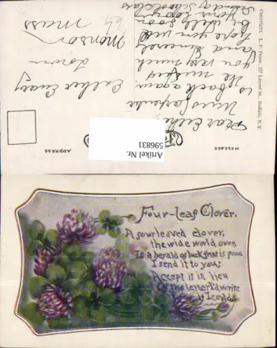 596831,Künstler Ak Klee Kleeblüten Spruch Text Four-leaf Blumen