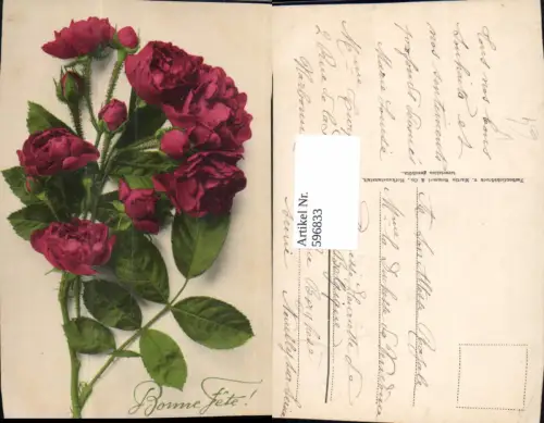 596833,Rote Rosen Bonne fete Blumen pub Martin Rommel Co 593