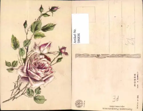 596836,Künstler Ak A. Renault Roses Rosa Rosen Blumen