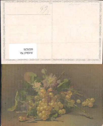 602626,Künstler Ak Stillleben C. Von Sivers Weintrauben Trauben Obst Früchte Blumen