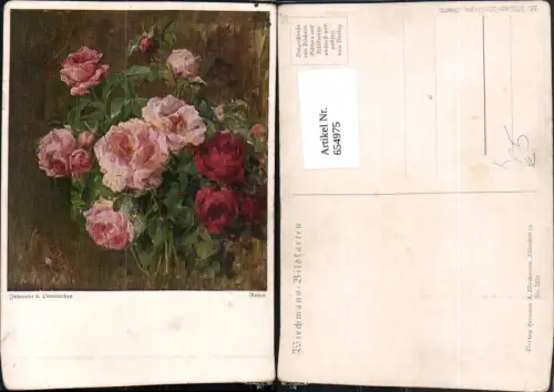 654975,Künstler Ak Johanna v. Destouches Rosen Blumen Vegetation