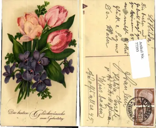 77393,Rosen Blumen Geburtstag gel Ettlingen n. Wiesbaden