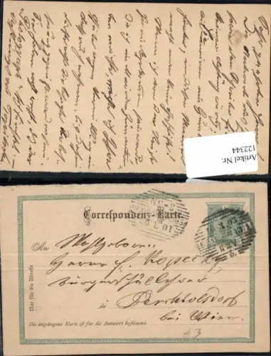 122344,5 Heller Ganzsache Wien nach Perchtoldsdorf 1901