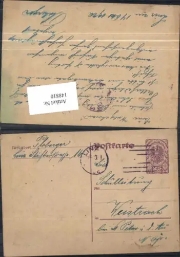 148810,Postkarte Ganzsache 25 Heller Linz n Weistrach
