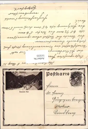 513233,Ganzsache Hohentauern 1935 Paznauntal Bergkulisse