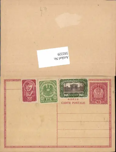 592229,Ganzsache Deutschösterreich Zusatzfrankatur ungelaufen