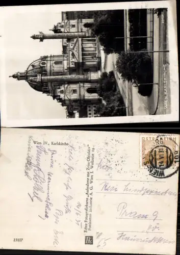 704081 Wien Karlskirche Kirche Bahnpost Wien Salzburg Zug 109