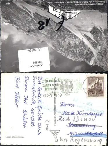 704491 Stempel nachgesandt Vermerk Postvermerk Bach Donau Regensburg