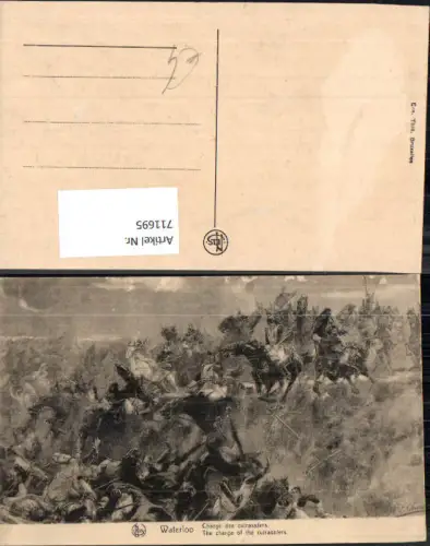 711695 Künstler Ak Waterloo Charge des cuirassiers Schlacht France